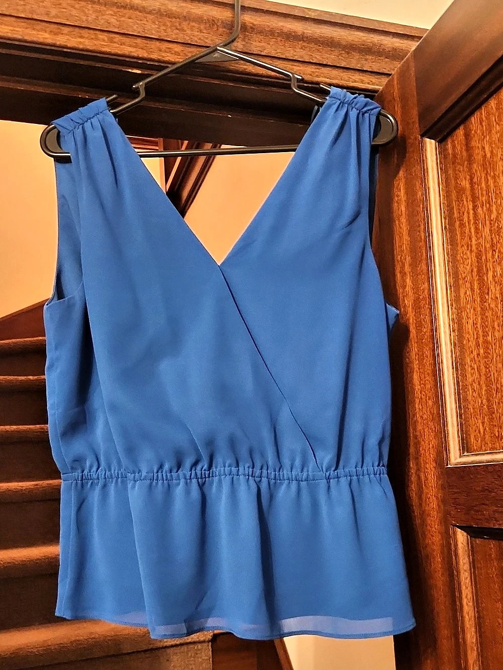 Banana Republic Women's Wrap Front Blouse in Blue Size Medium